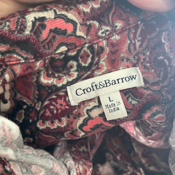 Crafts & Barrow, corduroy paisley print button up, size Large - Picture 4 of 5